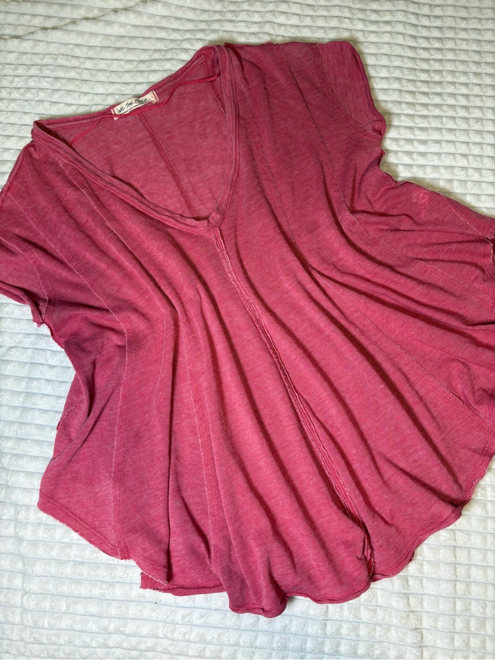 We The Free Draped V-Neck Short Sleeve Top in Berry